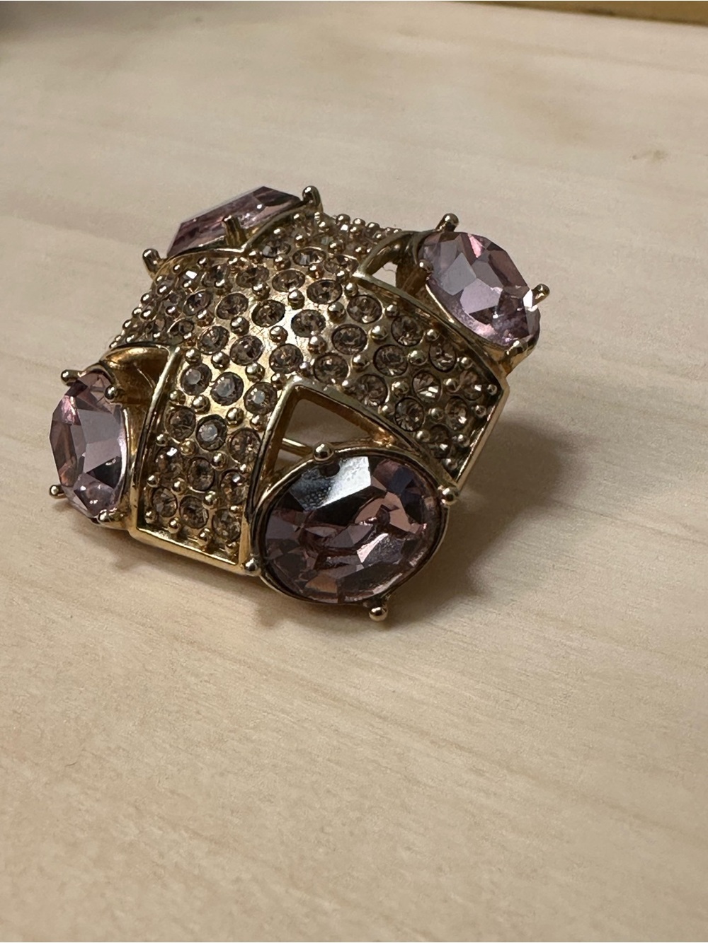 Monet gold-tone brooch with an abstract geometric design with purple stones - Picture 6 of 14